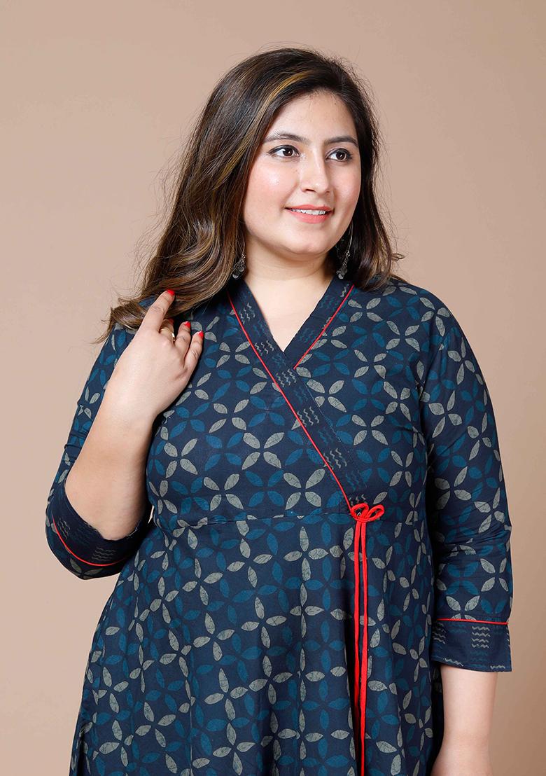 Blue Printed Cotton Anarkali