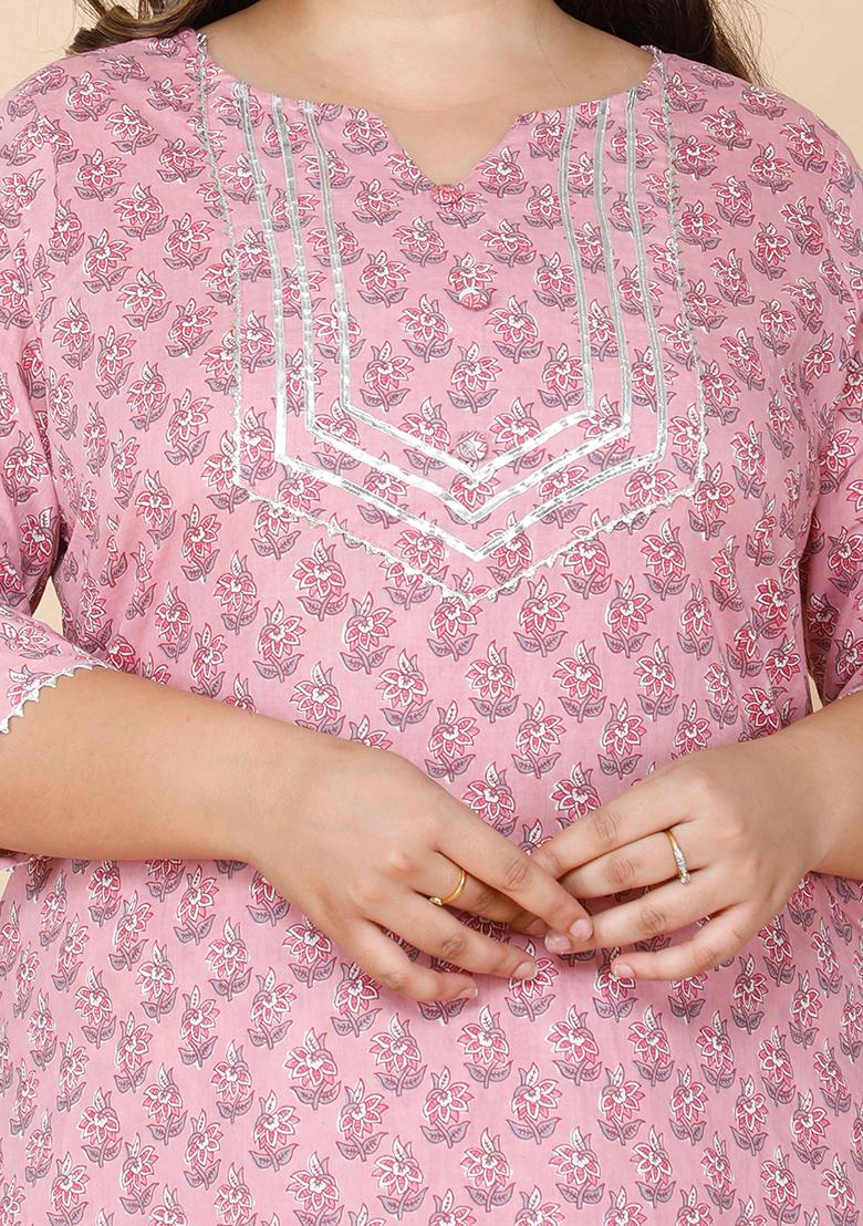 Pink Gota Work Cotton Salwar Kameez