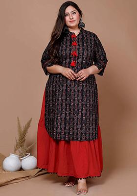 Black Printed Cotton Salwar Kameez