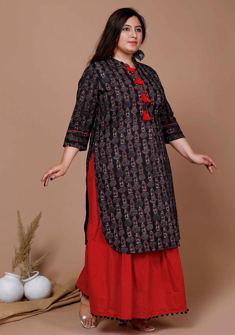 Black Printed Cotton Salwar Kameez