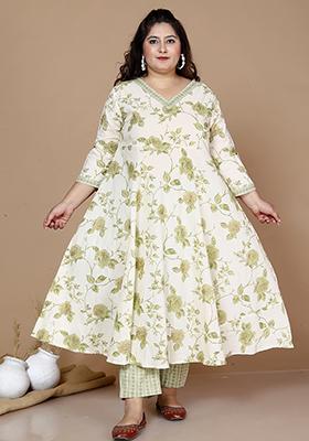 Green Printed Cotton Salwar Kameez