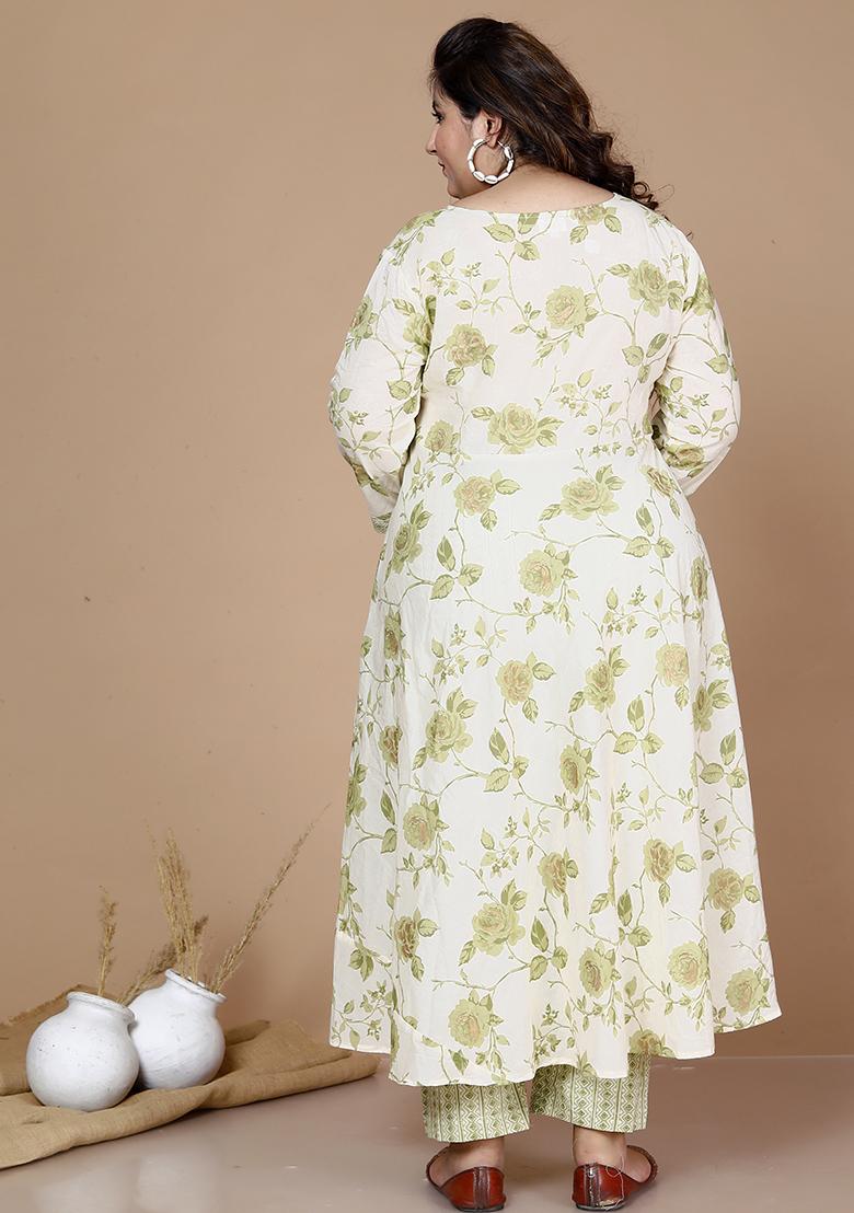Green Printed Cotton Salwar Kameez