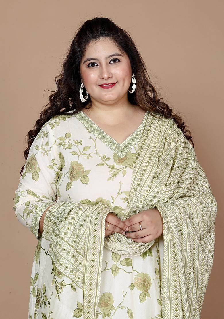 Green Printed Cotton Salwar Kameez