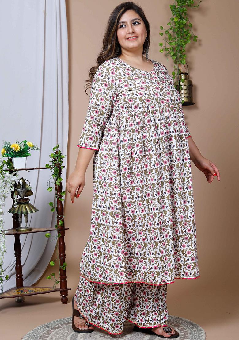 Pink Printed Cotton Salwar Kameez