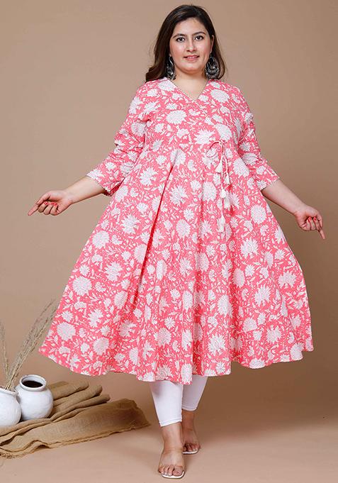 Pink Printed Cotton Anarkali