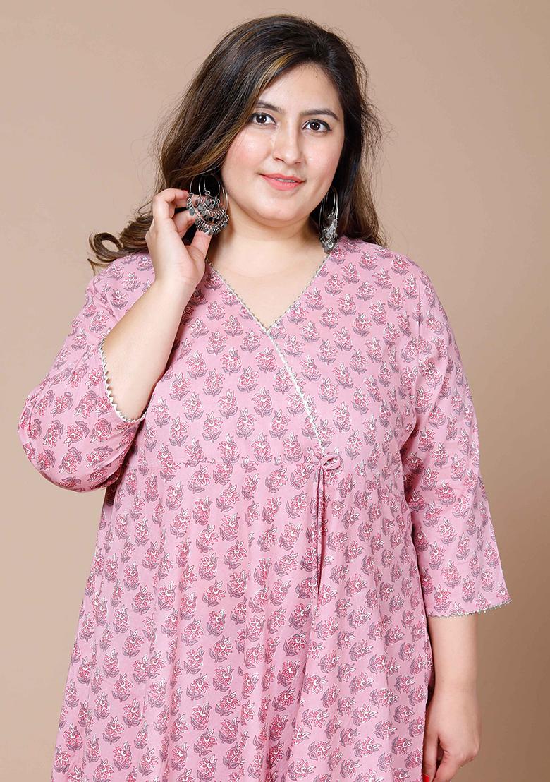 Pink Printed Cotton Anarkali