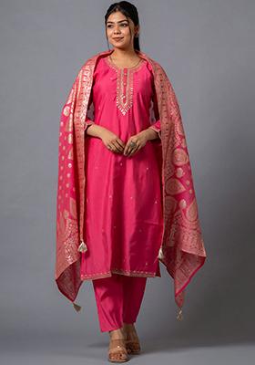 Pink Embroidered Chanderi Salwar Kameez