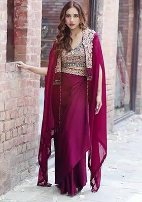 Rani Pink Embroidered Banglory Silk Salwar Kameez
