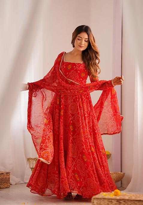 Orange Embroidered Chinnon Silk Salwar Kameez