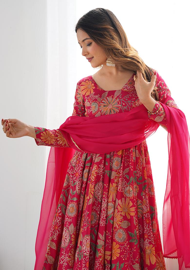 Pink Embroidered Roma Silk Salwar Kameez