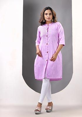 Lavender Solid Cotton Kurta