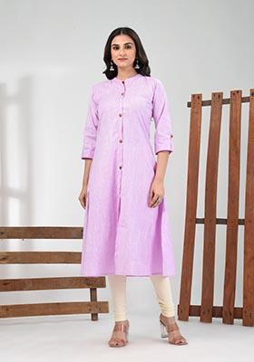Lavender Solid Cotton Kurta