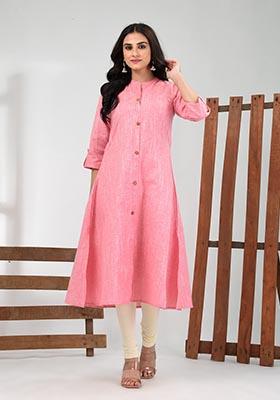 Rose Pink Solid Cotton Kurta