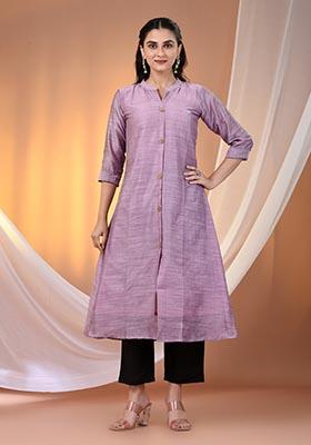 Violet Solid Cotton Salwar Kameez