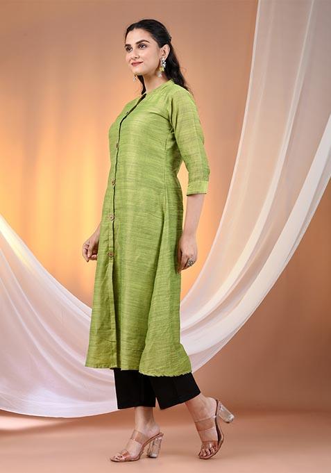 Light Green Solid Cotton Salwar Kameez
