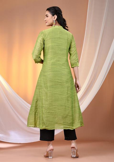 Light Green Solid Cotton Salwar Kameez
