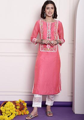 Red Crochet Chanderi Kurta