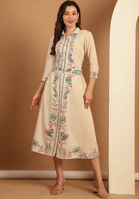 Beige Hand Block Print Cotton Coord Set