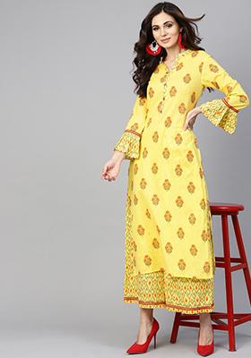 Green Printed Cotton Kurta Set