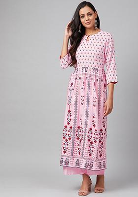 Green Hand Block Print Cotton Kurta Set