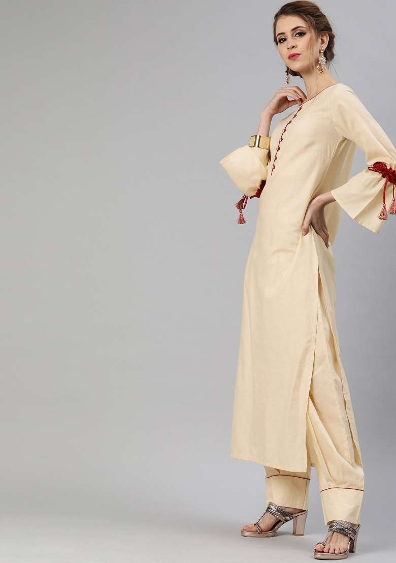Green Printed Cotton Kurta Set - Indya