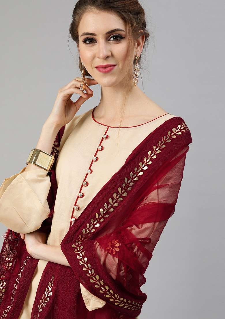 Green Printed Cotton Kurta Set - Indya