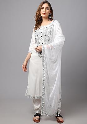 Green Hand Block Print Viscose Rayon Kurta Set