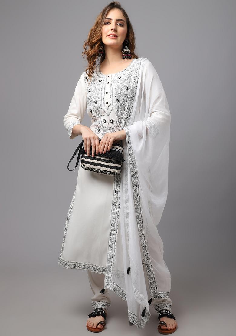 Green Hand Block Print Viscose Rayon Kurta Set - Indya