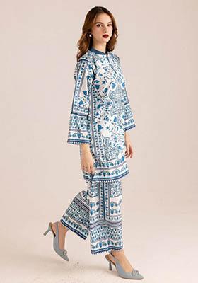Blue Printed Rayon Coord Set
