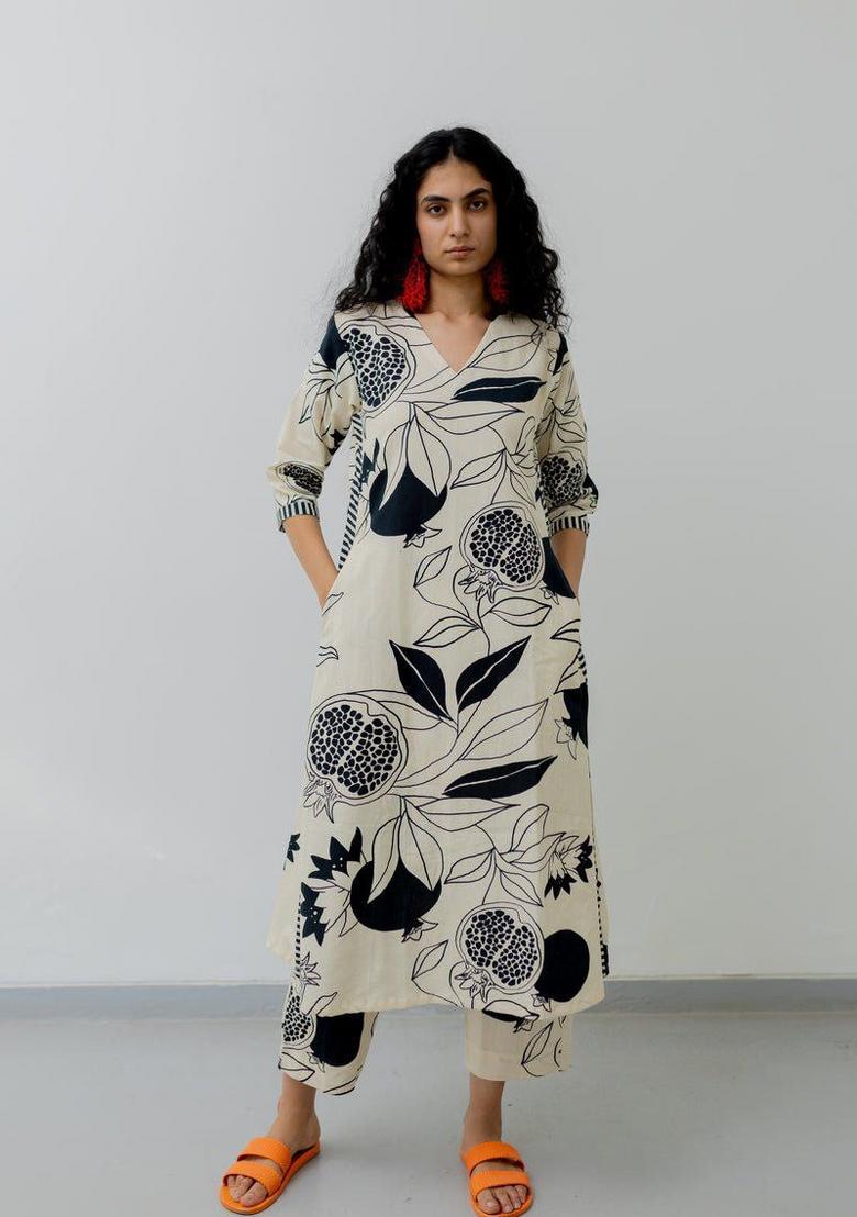 White Printed Rayon Salwar Kameez