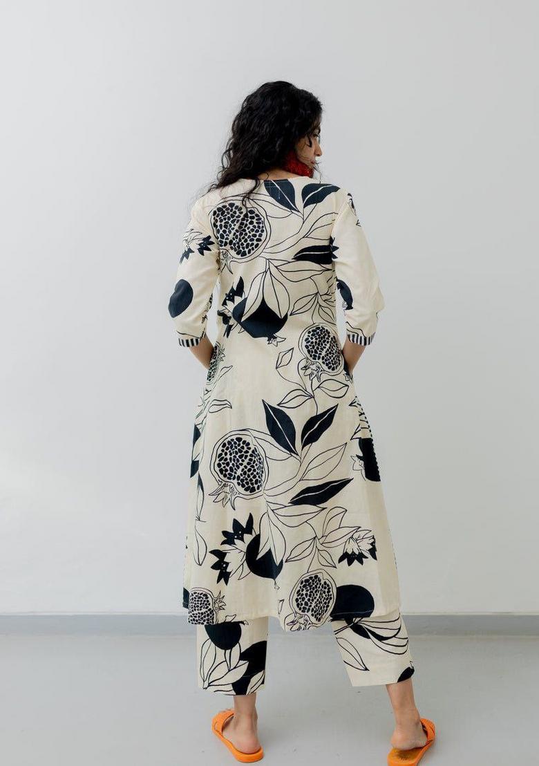 White Printed Rayon Salwar Kameez