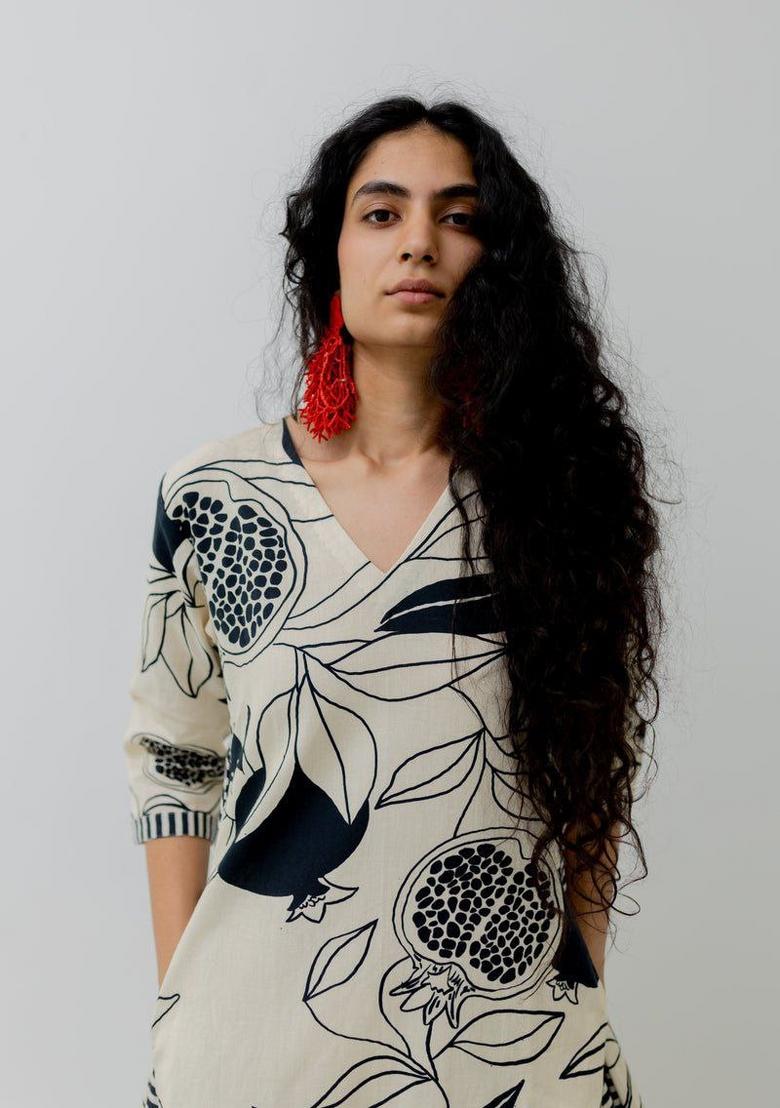 White Printed Rayon Salwar Kameez