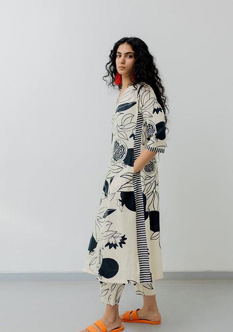 White Printed Rayon Salwar Kameez