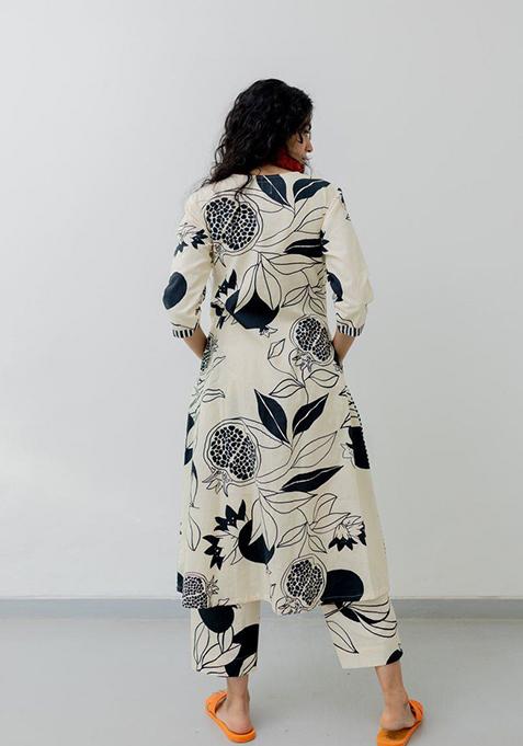 White Printed Rayon Salwar Kameez