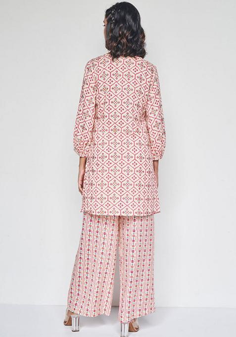 Peach Printed Rayon Salwar Kameez