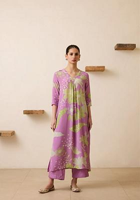 Purpel Printed Rayon Salwar Kameez
