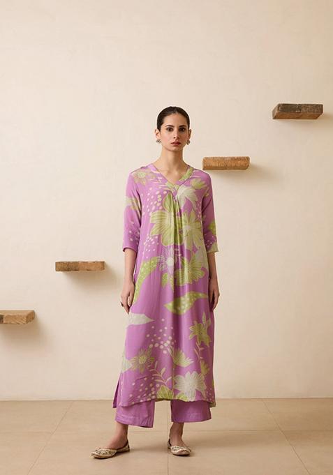 Purpel Printed Rayon Salwar Kameez