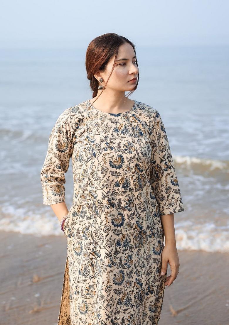 White Printed Rayon Salwar Kameez