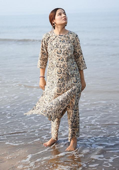 White Printed Rayon Salwar Kameez