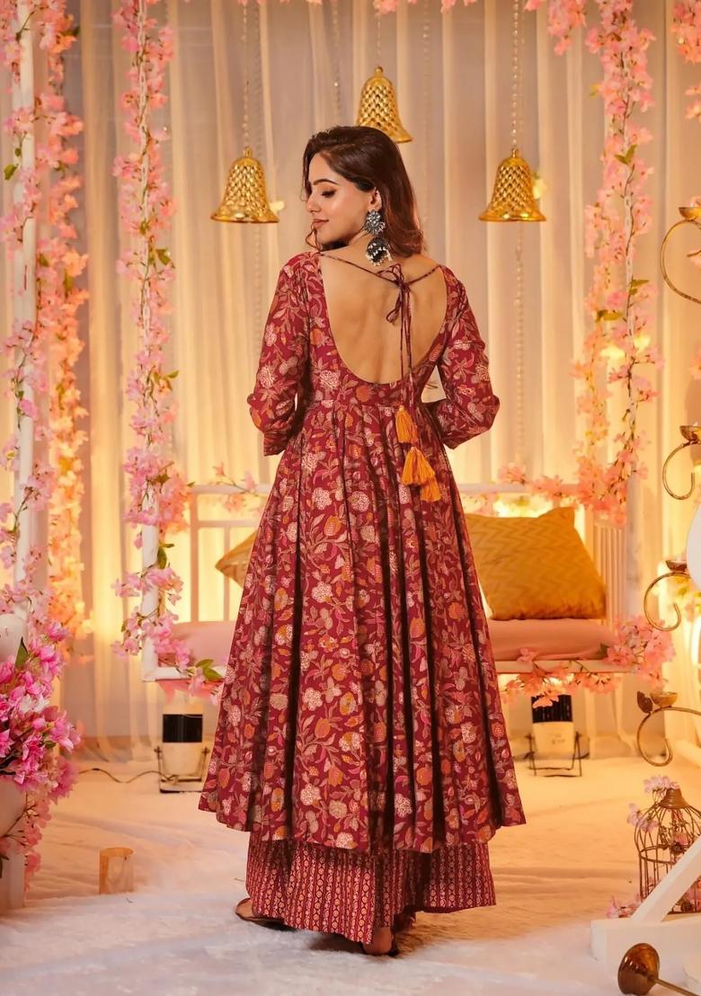 Multi Printed Muslin Anarkali Set