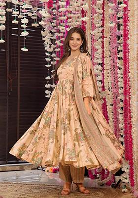 Multi Printed Muslin Anarkali Set