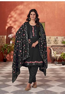 Black Embroidered Georgette Salwar Kameez
