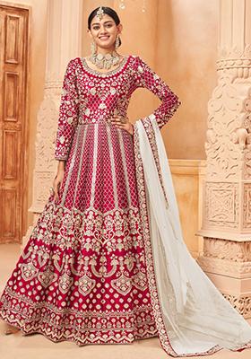 Pink Embroidered Georgette Anarkali Set