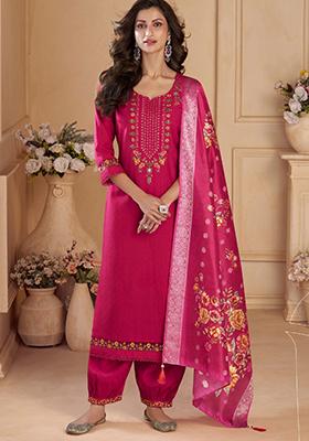 Pink Embroidered Georgette Salwar Kameez