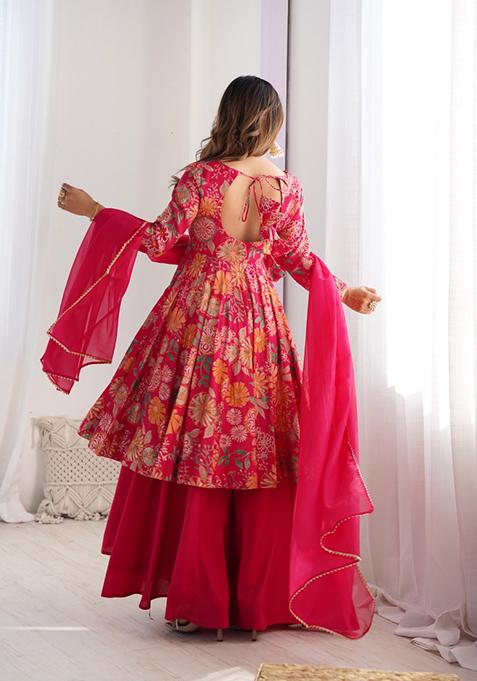 Pink Printed Georgette Salwar Kameez