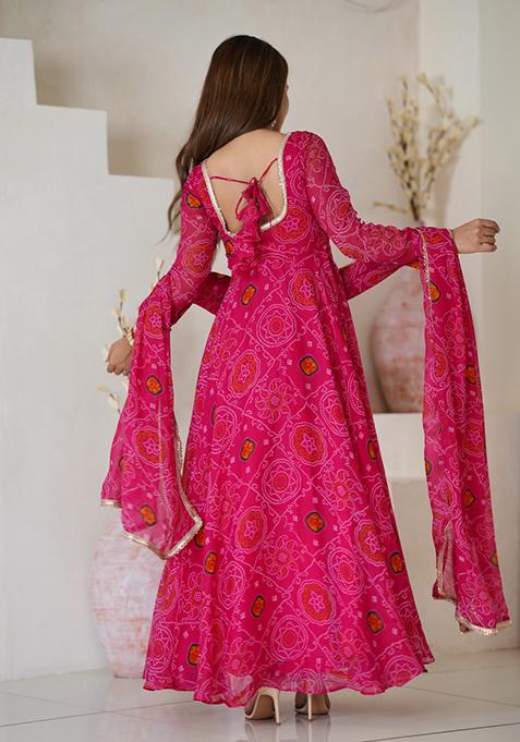 Pink Printed Georgette Salwar Kameez