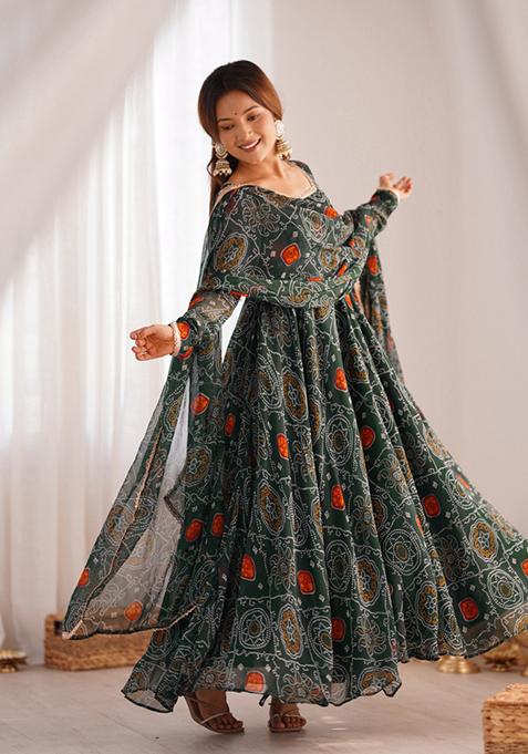 Green Embroidered Georgette Salwar Kameez