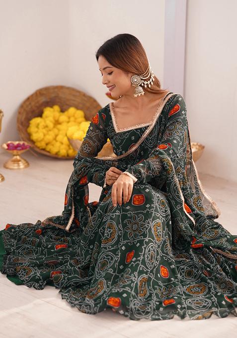 Green Embroidered Georgette Salwar Kameez