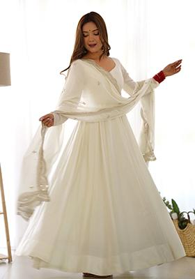 White Zari Embroidered Chanderi Salwar Kameez