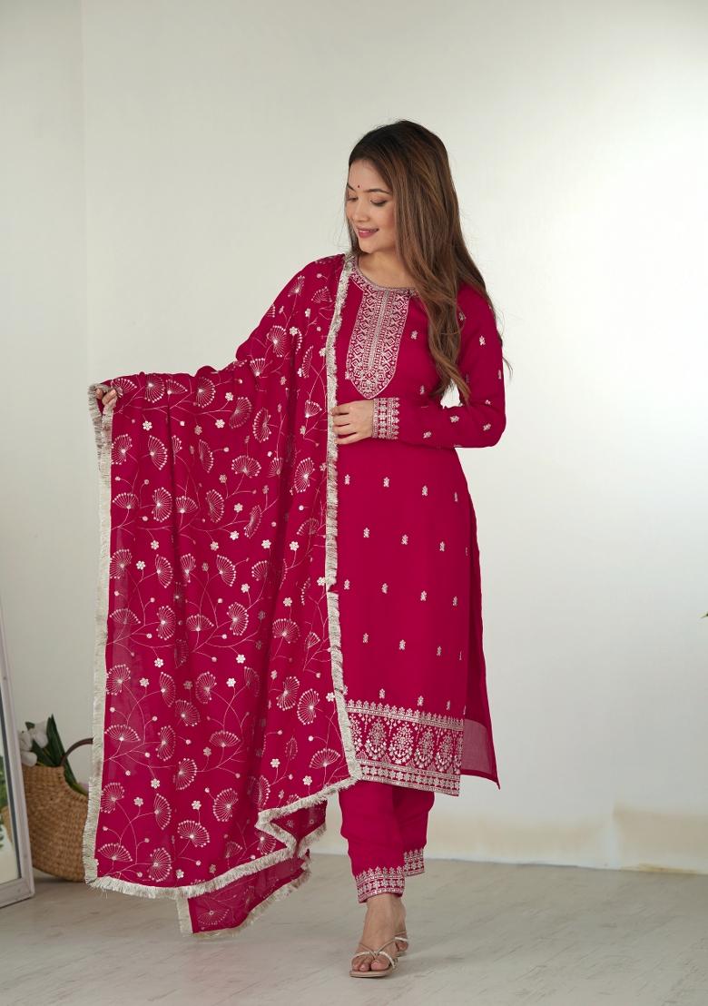 Pink Embroidered Silk Salwar Kameez